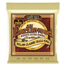 Ernie Ball 3069  3 Pack  Erthwd Folk Nylon, Pk 28 42