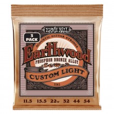 Ernie Ball 3545 3 Pack  Erthwd Custom Light Phos 11.5 54