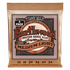 Ernie Ball 3546  3 PACK  Earthwood  Med Light PHos 12-54 per chitarra acustica