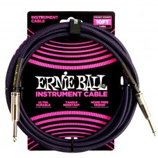 Cavo strumenti Jack - Jack dritto 3 mt in tessuto  nero viola Ernie Ball 6393