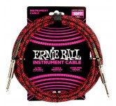 Cavo strumenti Jack-Jack dritto 3 mt intessuto  nero rosso Ernie Ball 6394