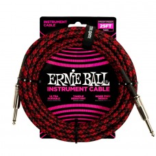 Cavo strumenti Jack-Jack dritto 7,6 mt intessuto nero rosso Ernie Ball 6398