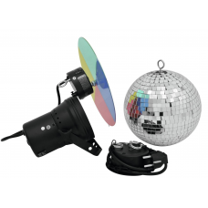 Kit palla specchio 20 cm + pinspot + motore + colori