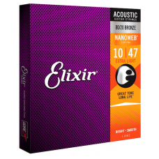 Muta Set corde  per chitarra acustica Elixir Nanoweb 10- 47 extra light 11002
