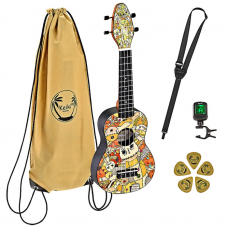 KIT  Ukulele  soprano  Voodoo Puppet  + accessori e borsa  KEIKI K2 - VP  Ortega